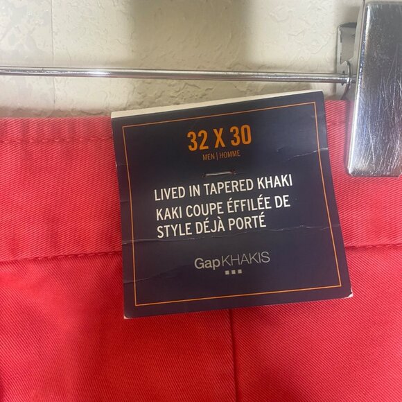NWT Gap Mens Lived In Tapered Khaki Pants 32x30 Red Relaxed Fit Comfortable Styl - Picture 6 of 14